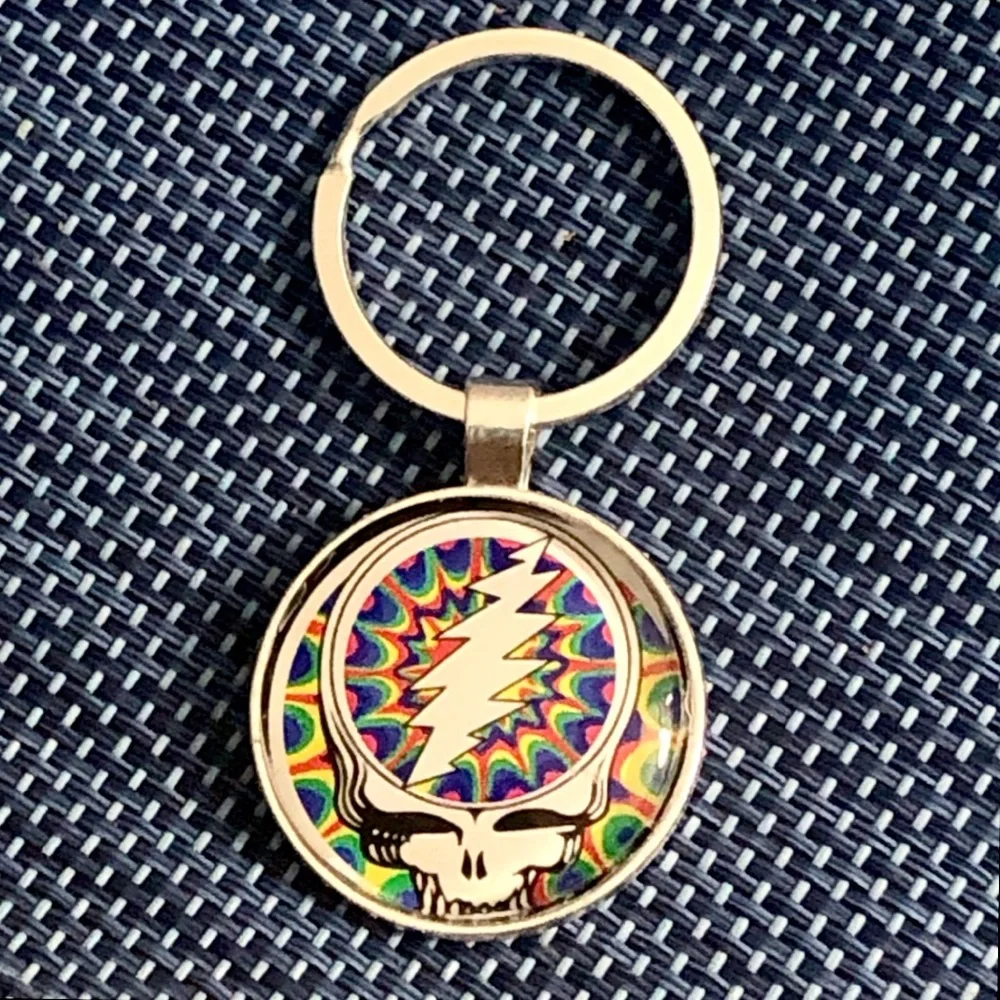 M GRATEFUL DEAD Multicolor SYF Steal Your Face Keychain CUSTOM MA BUYITWHENFOUND